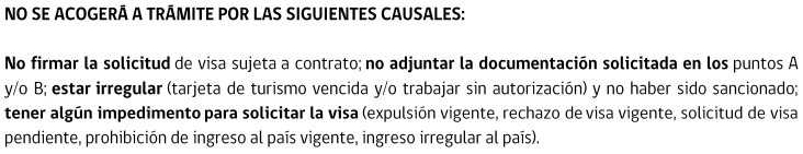 no se acogeran a tramite las siguientes solicitudes de visa extranjeria chile immichile