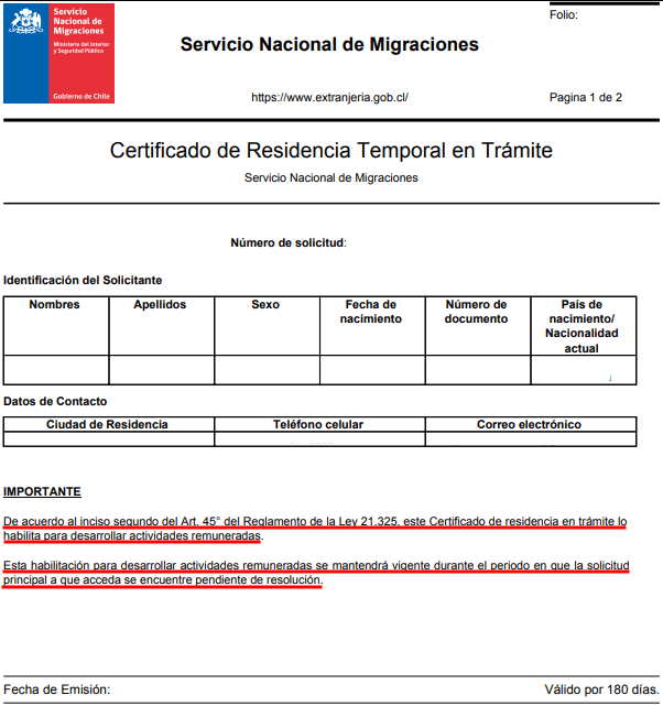 certificado residencia temporal en tramite migraciones chile immichile 1