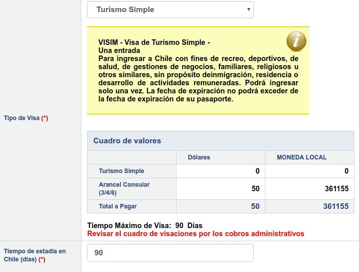 solicitar visto consular de turismo visa de turista chile en línea online servicios consulares online ministerio de relaciones exteriores