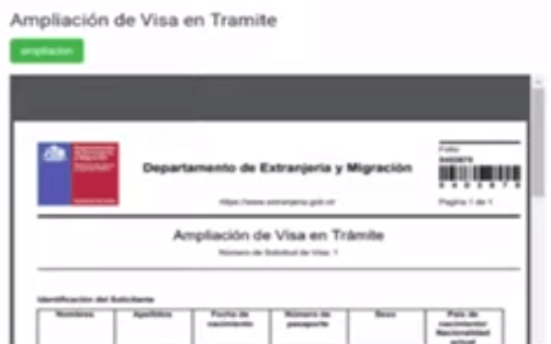 ampliacion de visa en tramite extranjeria chile immichile