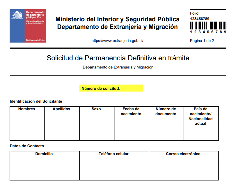 codigo de la notificacion recibida id pede permanent residency rectify chile immichile