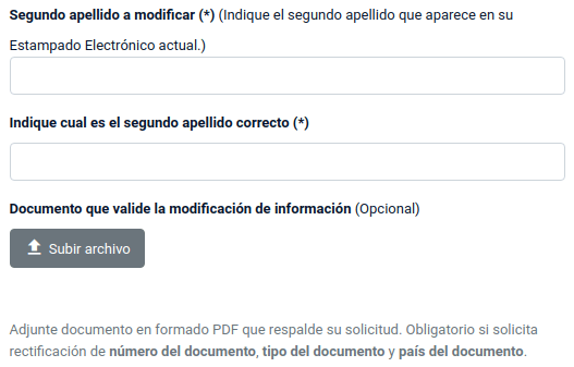 rectificacion de datos estampado electronico ee Segundo apellido chile extranjeria immichile