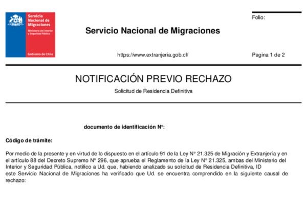 Qué hacer si recibiste una notificación de previo rechazo del Servicio Nacional de Migraciones - immichile