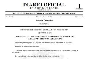 Se publica Ley que aumenta los requisitos para el sufragio de personas extranjeras immichile