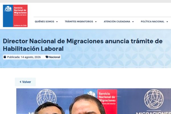 Servicio Nacional de Migraciones anuncia trámite de Habilitación Laboral